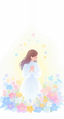 JPG 여자 기독교 어린이 꽃밭 일러스트 수채화 한명 소녀 상반신 컬러풀 눈감음 천주교 기도 풀잎 손모으기 소녀한명만 국내일러스트 AI일러스트 AI콘텐츠 1 꽃 종교 컬러 잎 모션 사람 손짓 풀_식물 여자한명만 소녀만 파일형식
