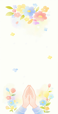 JPG 기독교 꽃밭 일러스트 수채화 신체부위 컬러풀 천주교 기도 풀잎 손모으기 국내일러스트 AI일러스트 AI콘텐츠 꽃 종교 컬러 잎 사람 손짓 풀_식물 파일형식