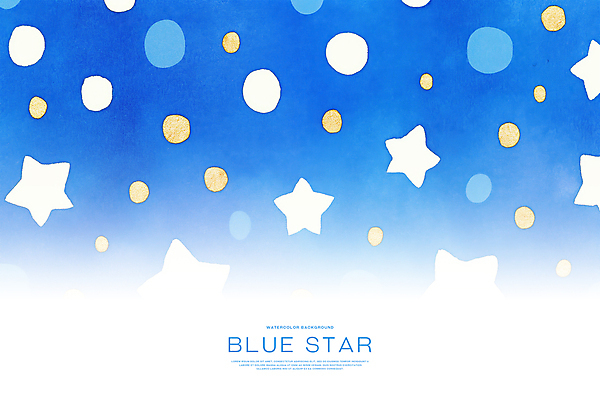 PSD 별 백그라운드 일러스트 밤하늘 수채화 사람없음 파란색 번짐 몽환 국내일러스트 자연요소 컬러 컨셉 하늘 야간 파일형식 효과