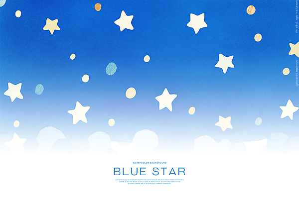 PSD 별 백그라운드 일러스트 밤하늘 수채화 사람없음 파란색 번짐 몽환 국내일러스트 자연요소 컬러 컨셉 하늘 야간 파일형식 효과