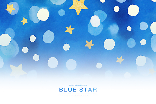 PSD 별 백그라운드 일러스트 밤하늘 수채화 사람없음 파란색 번짐 몽환 국내일러스트 자연요소 컬러 컨셉 하늘 야간 파일형식 효과
