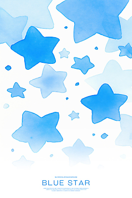 PSD 별 백그라운드 일러스트 밤하늘 수채화 사람없음 파란색 번짐 몽환 국내일러스트 자연요소 컬러 컨셉 하늘 야간 파일형식 효과