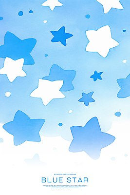 PSD 별 백그라운드 일러스트 밤하늘 수채화 사람없음 파란색 번짐 몽환 국내일러스트 자연요소 컬러 컨셉 하늘 야간 파일형식 효과