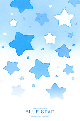 PSD 별 백그라운드 일러스트 밤하늘 수채화 사람없음 파란색 번짐 몽환 국내일러스트 자연요소 컬러 컨셉 하늘 야간 파일형식 효과