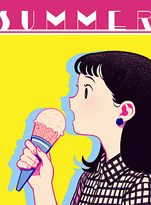 PSD 여자 일러스트 청소년 여름음식 한명 들기 상반신 여름 노란색 귀걸이 팝아트 콘아이스크림 카툰스타일 십대여자한명만 국내일러스트 1 계절 음식 컬러 장신구 모션 아이스크림 사람 그림 여자한명만 십대여자만 파일형식 여름_계절