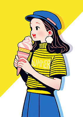 PSD 모자 여자 일러스트 청소년 아이스크림 여름음식 한명 미소 들기 상반신 여름 노란색 귀걸이 팝아트 카툰스타일 십대여자한명만 국내일러스트 1 잡화 계절 음식 컬러 장신구 모션 디저트 표정 사람 그림 여자한명만 십대여자만 파일형식 여름_계절
