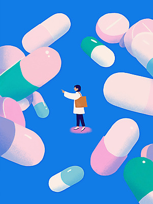 전신 PSD 여자 가방 일러스트 의학 건강 한명 서기 성인 파란색 알약 가리킴 영양제 성인여자한명만 국내일러스트 1 잡화 컬러 모션 사람 손짓 약 여자한명만 성인여자만 파일형식