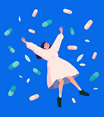 전신 PSD 여자 잎 일러스트 의학 건강 한명 성인 파란색 알약 손들기 떨어짐 영양제 성인여자한명만 국내일러스트 식물 1 컬러 컨셉 모션 사람 약 여자한명만 성인여자만 파일형식