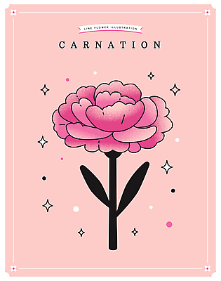 분홍색 잎 일러스트 사람없음 반짝임 어버이날 스승의날 카네이션 감사 가정의달 국내일러스트 AI파일 식물 기념일 꽃 감정 컬러 모션 5월 파일형식 벡터