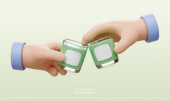 PSD 편집이미지 손 들기 신체부위 3D 오브젝트 건배 소주잔 엘리먼트 편집3D 술잔 모션 사람 디지털합성 소주 파일형식