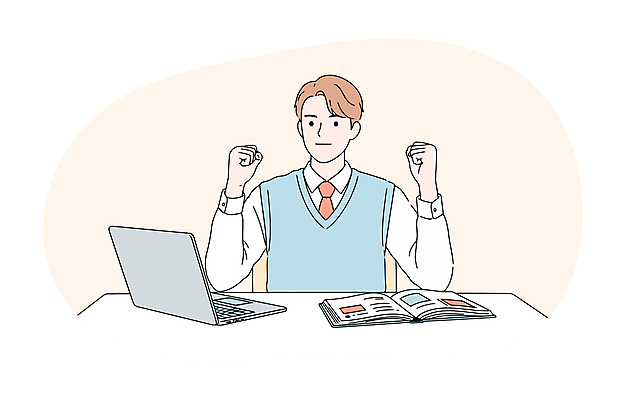 학생 교육 남자 교복 일러스트 청소년 한명 상반신 책 노트북 스터디 파이팅 책상 연분홍색 온라인강의 온라인강좌 십대남자한명만 국내일러스트 AI파일 1 옷 분홍색 가구 모션 사람 전자제품 학습 강의 남자한명만 십대남자만 파일형식 벡터 언택트