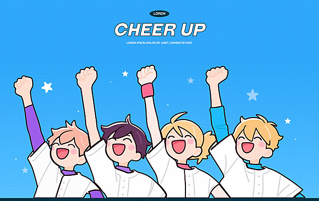 남자 별 유니폼 일러스트 응원 청소년 운동선수 미소 여러명 상반신 파란색 손들기 파이팅 주먹 십대남자만 국내일러스트 AI파일 자연요소 옷 스포츠 컬러 다수 모션 표정 사람 남자만 십대만 파일형식 벡터