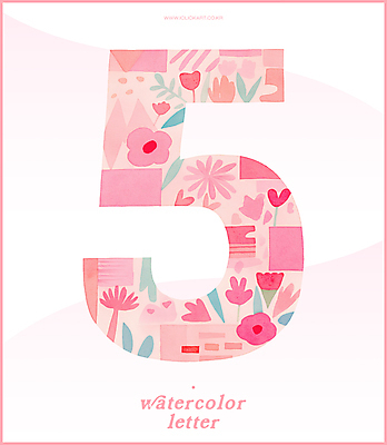 PSD 분홍색 잎 일러스트 봄꽃 수채화 사람없음 5월 5 국내일러스트 식물 꽃 컬러 숫자 봄 날짜 파일형식