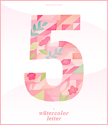 PSD 분홍색 잎 일러스트 봄꽃 수채화 사람없음 5월 5 국내일러스트 식물 꽃 컬러 숫자 봄 날짜 파일형식