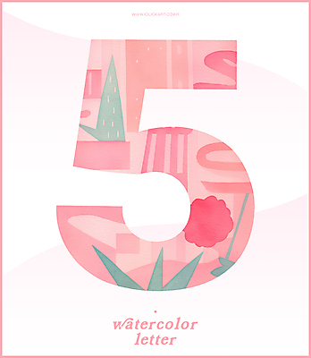 PSD 분홍색 잎 일러스트 봄꽃 수채화 사람없음 5월 5 국내일러스트 식물 꽃 컬러 숫자 봄 날짜 파일형식