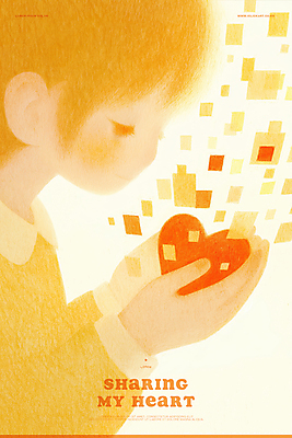 PSD 여자 어린이 일러스트 따뜻함 사랑 한명 들기 소녀 상반신 눈감음 주황색 하트 마음 감성 나눔 기부 소녀한명만 국내일러스트 모양 1 감정 컬러 컨셉 모션 사람 여자한명만 소녀만 파일형식