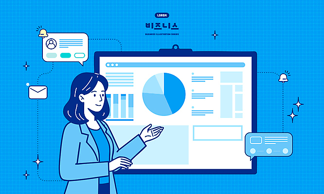 여자 말풍선 일러스트 성공 그래프 미래 설명 한명 미소 상반신 성인 파란색 반짝임 손들기 비즈니스우먼 프레젠테이션 원그래프 성인여자한명만 국내일러스트 AI파일 1 컬러 컨셉 비즈니스 모션 표정 사람 직장인 여자한명만 성인여자만 파일형식 벡터