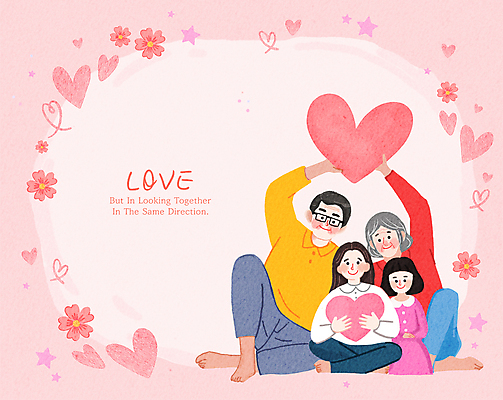 PSD 여자 할아버지 노년 남자 어린이 분홍색 일러스트 따뜻함 사랑 들기 소녀 여러명 하트 어린이날 어버이날 가부좌 조부모 안경낌 국내일러스트 모양 기념일 감정 안경 컬러 다수 가족 모션 사람 앉기 성인 파일형식