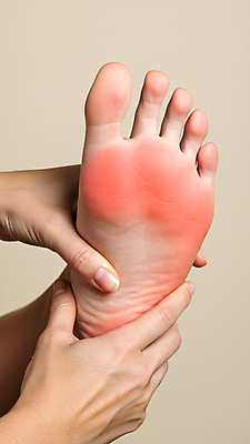 JPG 편집이미지 손 의학 신체부위 고통 잡기 발바닥 파상풍 의료성형뷰티 편집실사 AI인물포토 AI콘텐츠 감정 모션 발 사람 질병 CG 파일형식 AI포토