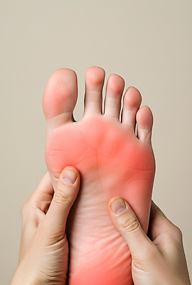 JPG 편집이미지 손 의학 신체부위 고통 잡기 발바닥 파상풍 의료성형뷰티 편집실사 AI인물포토 AI콘텐츠 감정 모션 발 사람 질병 CG 파일형식 AI포토