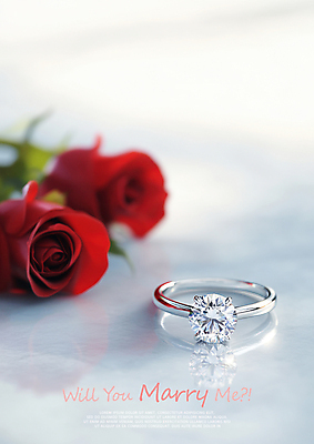 PSD 편집이미지 프로포즈 잎 사랑 사람없음 장미 반사 보석 결혼반지 대리석 다이아몬드반지 이미지편집 식물 꽃 감정 결혼 재료 반지 광석 파일형식