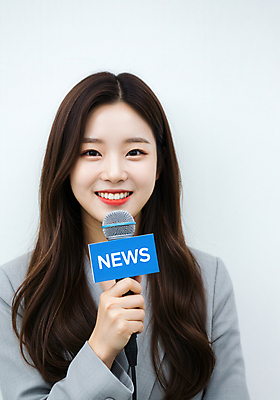 JPG 편집이미지 여자 비즈니스 한명 미소 들기 상반신 성인 앞모습 기자 뉴스 마이크 인터뷰 의료성형뷰티 성인여자한명만 편집실사 AI인물포토 AI콘텐츠 직업 1 뷰포인트 음향기기 모션 표정 사람 CG 여자한명만 성인여자만 파일형식 AI포토