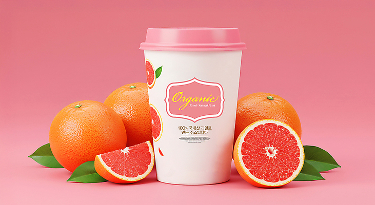 PSD 편집이미지 디자인 분홍색 잎 재료 단면 사람없음 컵 주스 신선 자몽 유기농 패키지 자몽주스 목업 이미지편집 식물 식기 웰빙 음료 컬러 과일 과일주스 파일형식