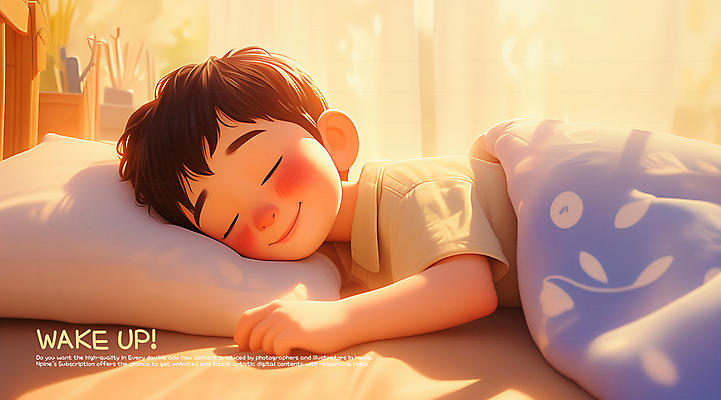 PSD 남자 행복 어린이 엎드리기 일러스트 창문 베개 아침 한명 미소 소년 햇빛 이불 침대 커튼 숙면 소년한명만 국내일러스트 주간 1 감정 가구 침구 모션 표정 사람 태양 잠 남자한명만 소년만 파일형식