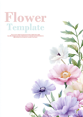 PSD 분홍색 잎 일러스트 봄꽃 수채화 사람없음 보라색 카피스페이스 국내일러스트 식물 꽃 컬러 봄 공백 파일형식