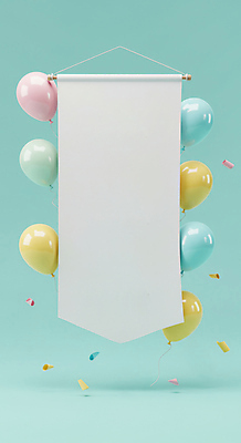 JPG 편집이미지 이벤트 사람없음 3D 천 꽃가루 풍선 가랜드 민트색 카피스페이스 편집소스 편집3D AI컴퓨터그래픽 AI콘텐츠 컬러 공백 직물 가루 디지털합성 파티용품 파일형식