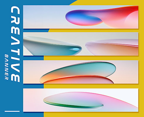 PSD 편집이미지 디자인 가로배너 곡선 추상 사람없음 그래픽 컬러풀 웨이브 창의력 배너세트 이미지편집 배너 선 컬러 무늬 가로 세트 파일형식