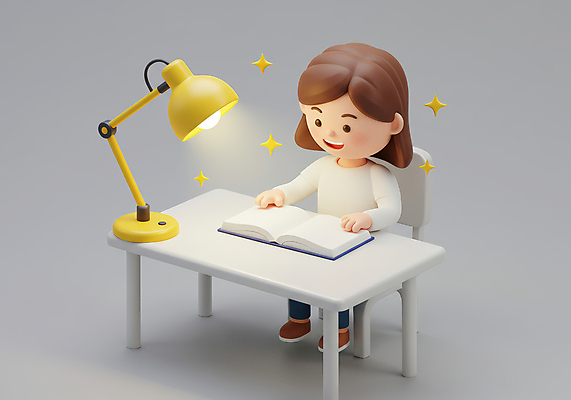 JPG 전신 편집이미지 여자 어린이 의자 한명 미소 앉기 소녀 책 빛 반짝임 학습 3D 펼침 스탠드 집중 책상 소녀한명만 편집3D AI컴퓨터그래픽 AI콘텐츠 1 교육 가구 컨셉 모션 조명 표정 사람 디지털합성 여자한명만 소녀만 파일형식