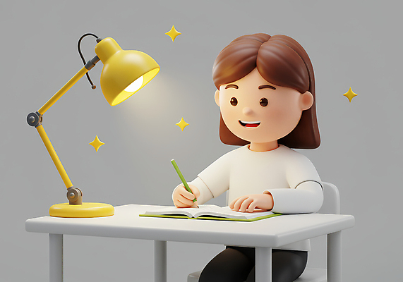 JPG 편집이미지 여자 어린이 의자 한명 미소 앉기 소녀 책 빛 반짝임 학습 연필 3D 펼침 스탠드 잡기 집중 책상 소녀한명만 편집3D AI컴퓨터그래픽 AI콘텐츠 1 교육 가구 컨셉 모션 학용품 조명 표정 사람 필기구 디지털합성 여자한명만 소녀만 파일형식