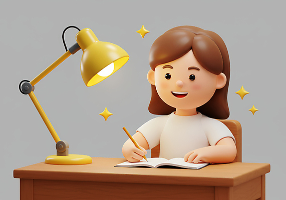 JPG 편집이미지 여자 어린이 의자 한명 미소 소녀 상반신 책 빛 반짝임 학습 연필 3D 펼침 스탠드 잡기 집중 책상 소녀한명만 편집3D AI컴퓨터그래픽 AI콘텐츠 1 교육 가구 컨셉 모션 학용품 조명 표정 사람 필기구 디지털합성 여자한명만 소녀만 파일형식