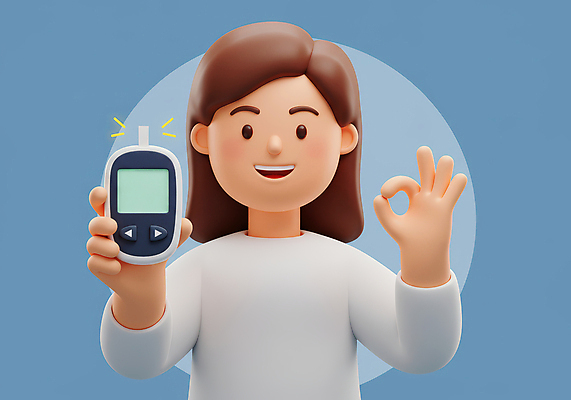 JPG 편집이미지 여자 3D캐릭터 한명 미소 들기 상반신 성인 파란색 3D 건강관리 원형 OK 당뇨병 혈당 혈당계 성인여자한명만 편집3D AI컴퓨터그래픽 AI콘텐츠 도형 캐릭터 1 컬러 모션 표정 건강 관리 사람 손짓 의료용품 혈액 질병 디지털합성 여자한명만 성인여자만 파일형식