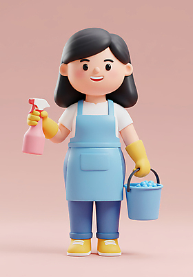 JPG 전신 편집이미지 여자 분홍색 3D캐릭터 한명 서기 미소 들기 성인 3D 앞치마 청결 청소도구 양동이 고무장갑 분무기 청소부 성인여자한명만 편집3D AI컴퓨터그래픽 AI콘텐츠 직업 캐릭터 1 컬러 장갑 모션 표정 사람 도구 위생 청소 디지털합성 고무 여자한명만 성인여자만 파일형식