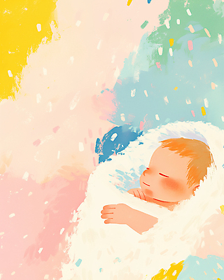 JPG 행복 일러스트 가족 사랑 한명 미소 상반신 컬러풀 눈감음 아기 포근함 파스텔톤 포대기 국내일러스트 AI일러스트 AI콘텐츠 1 감정 컬러 관계 모션 표정 사람 아기용품 감각 파일형식