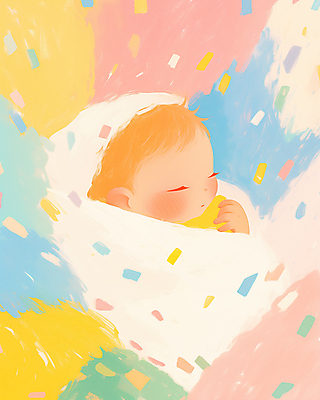 JPG 행복 일러스트 가족 사랑 한명 미소 상반신 컬러풀 눈감음 아기 포근함 꽃가루 파스텔톤 포대기 국내일러스트 AI일러스트 AI콘텐츠 1 감정 컬러 관계 모션 표정 사람 아기용품 감각 가루 파일형식