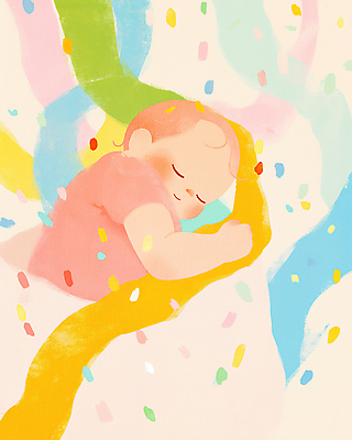 JPG 행복 일러스트 가족 사랑 한명 미소 상반신 컬러풀 눈감음 아기 포근함 꽃가루 파스텔톤 국내일러스트 AI일러스트 AI콘텐츠 1 감정 컬러 관계 모션 표정 사람 감각 가루 파일형식