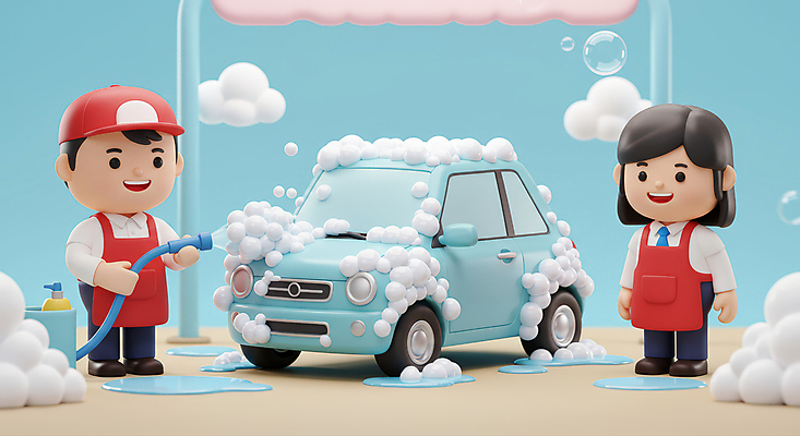 JPG 전신 편집이미지 여자 남자 하늘색 자동차 미소 들기 성인 두명 물 3D 앞치마 양동이 호스 비누거품 세차장 캡모자 성인만 손세차 편집3D AI컴퓨터그래픽 AI콘텐츠 자연요소 모자_잡화 육상교통 모션 표정 사람 파란색 거품 디지털합성 세차 파일형식