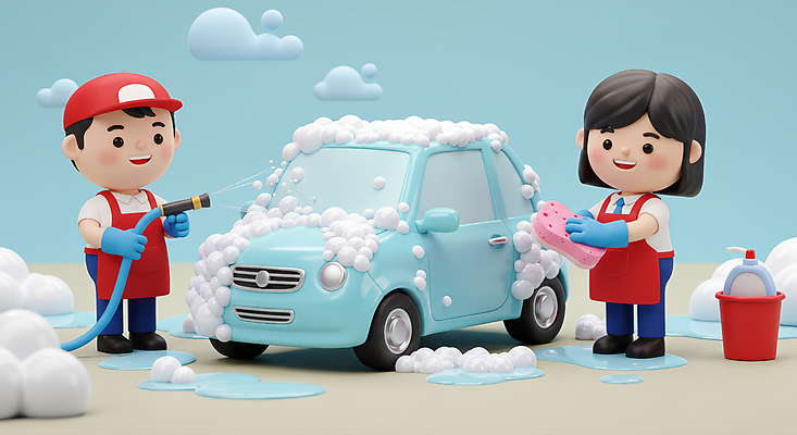 JPG 전신 편집이미지 여자 남자 하늘색 자동차 미소 들기 성인 두명 물 3D 앞치마 양동이 고무장갑 호스 비누거품 스펀지 세차장 캡모자 성인만 손세차 문지르기 편집3D AI컴퓨터그래픽 AI콘텐츠 자연요소 모자_잡화 육상교통 장갑 모션 표정 사람 파란색 거품 디지털합성 고무 세차 파일형식