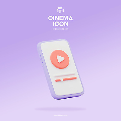 PSD 아이콘 사람없음 스마트폰 3D아이콘 3D 보라색 영화 오브젝트 재생 유튜브 편집3D 컬러 문화예술 핸드폰 스마트기기 디지털합성 파일형식