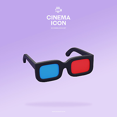 PSD 아이콘 사람없음 3D아이콘 3D 보라색 영화 오브젝트 3D안경 편집3D 안경 컬러 문화예술 디지털합성 파일형식