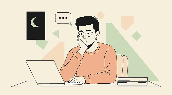 남자 말풍선 일러스트 한명 상반신 성인 노트북 턱괴기 달 타이핑 고민 문서 야근 베이지색 성인남자한명만 안경낌 국내일러스트 AI파일 자연요소 1 감정 안경 컬러 비즈니스 모션 사람 전자제품 업무 남자한명만 성인남자만 파일형식 벡터