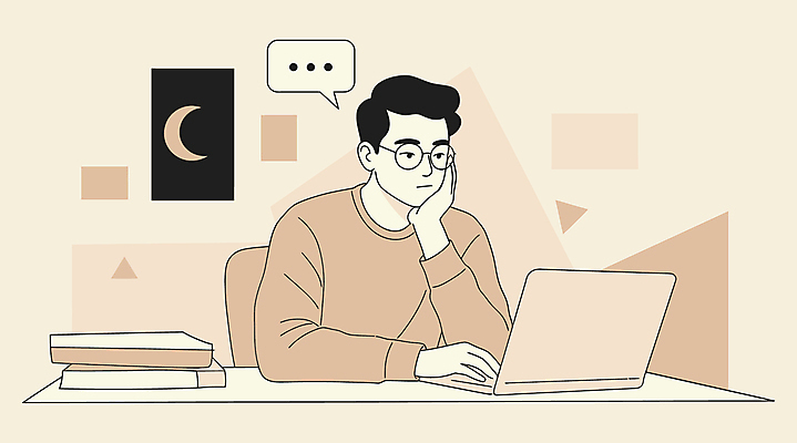 남자 말풍선 일러스트 한명 상반신 성인 노트북 파이팅 턱괴기 달 고민 문서 야근 베이지색 성인남자한명만 안경낌 국내일러스트 AI파일 자연요소 1 감정 안경 컬러 비즈니스 모션 사람 전자제품 업무 남자한명만 성인남자만 파일형식 벡터