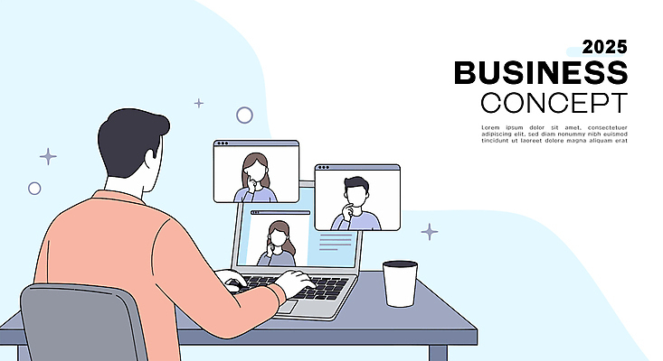 여자 남자 하늘색 컨셉 일러스트 커뮤니케이션 여러명 상반신 성인 노트북 머그컵 타이핑 업무 비즈니스맨 비즈니스우먼 종이비행기 인터넷창 화상통화 성인만 국내일러스트 AI파일 다수 인터넷 비즈니스 사람 컵 파란색 전자제품 작업 직장인 종이접기 통화 파일형식 벡터