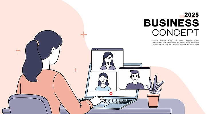 식물 여자 남자 화분 분홍색 컨셉 일러스트 커뮤니케이션 미소 여러명 상반신 성인 모니터 타이핑 업무 비즈니스맨 비즈니스우먼 종이비행기 인터넷창 화상통화 성인만 국내일러스트 AI파일 컬러 다수 인터넷 비즈니스 표정 사람 컴퓨터 작업 직장인 종이접기 통화 파일형식 벡터