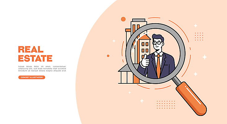 남자 일러스트 돋보기 부동산 한명 미소 상반신 성인 건물 비즈니스맨 상담 따봉 공인중개사 살구색 성인남자한명만 안경낌 국내일러스트 AI파일 직업 1 건축물 안경 컬러 비즈니스 표정 사람 최고 직장인 재산 남자한명만 성인남자만 파일형식 벡터