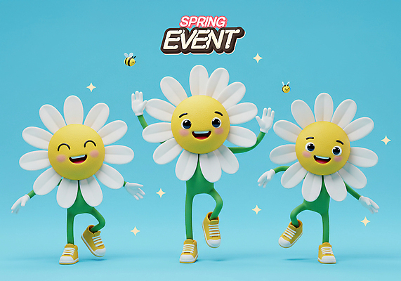 PSD 편집이미지 하늘색 운동화 3D캐릭터 미소 이벤트 사람없음 반짝임 3D 손들기 세일 봄 벌 데이지 다리들기 이미지편집 편집3D 캐릭터 계절 꽃 곤충 신발 모션 표정 파란색 디지털합성 파일형식
