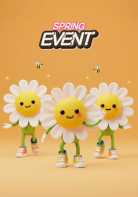 PSD 편집이미지 운동화 3D캐릭터 미소 이벤트 사람없음 반짝임 3D 손들기 세일 주황색 봄 벌 데이지 다리들기 이미지편집 편집3D 캐릭터 계절 꽃 컬러 곤충 신발 모션 표정 디지털합성 파일형식